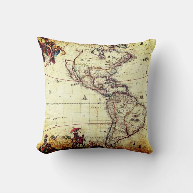 Almofada Travesseira de Mapas Antigos (Frente)