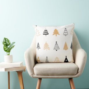 Almofada Travesseira de Natal Artística em Preto, Branco e 