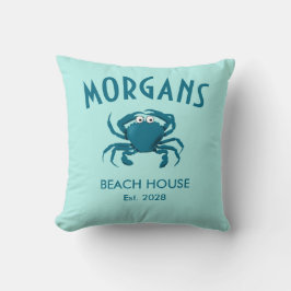 Almofada Travesseira de Praia Personalizada Blue Crab Beach