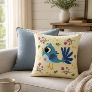 Almofada Travesseira Decorativa 16"x16" Bluebird of Happine