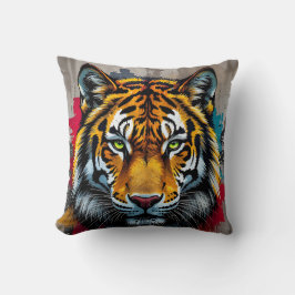 Almofada Travesseira Decorativa – Arte de Grafite de Tigre 
