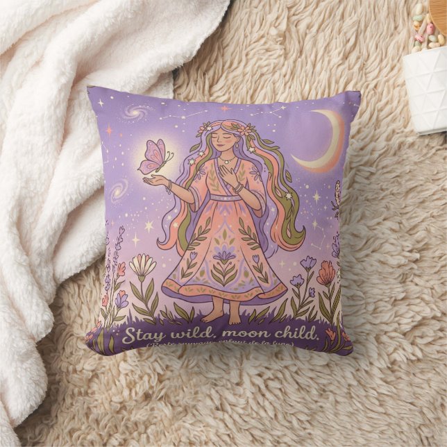 Almofada Travesseira Decorativa Boho Celestial Stay Wild Mo (Cobertor)