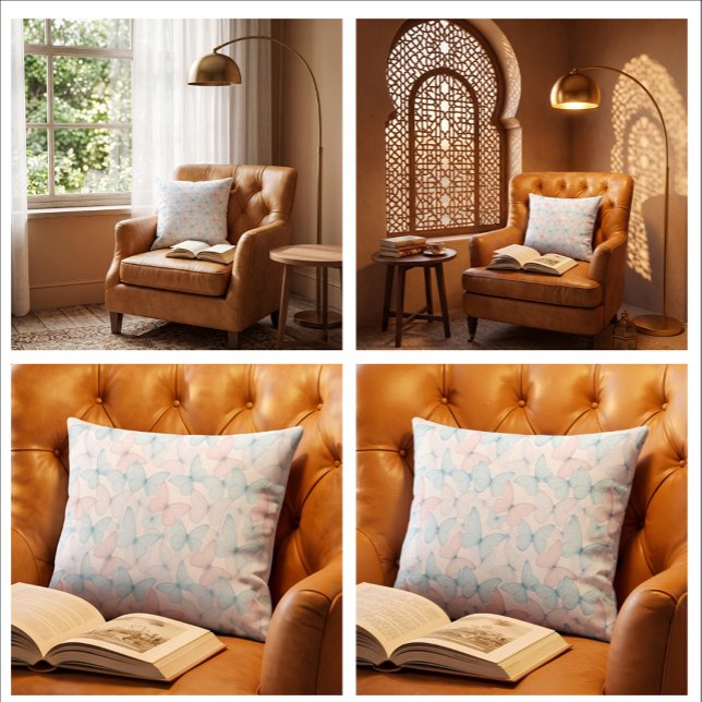 Almofada Travesseira Decorativa Borboletas BlushSky (Let every butterfly bring a touch of serenity, elegance, and springtime wonder to your home.)