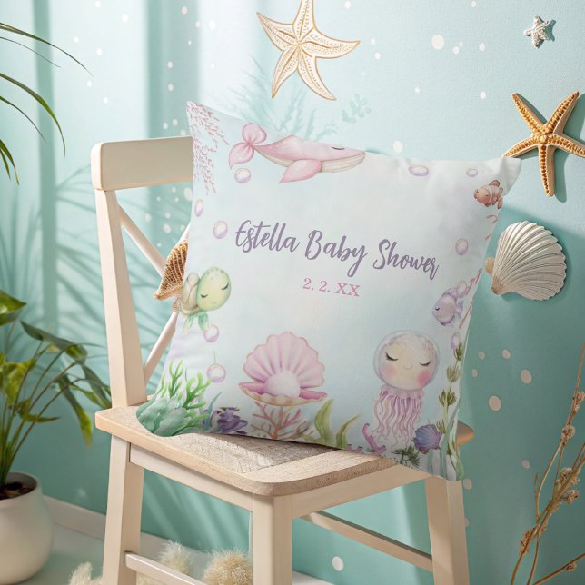 Almofada Travesseira Decorativa Chá de Bebê Debaixo do Mar (Criador carregado)
