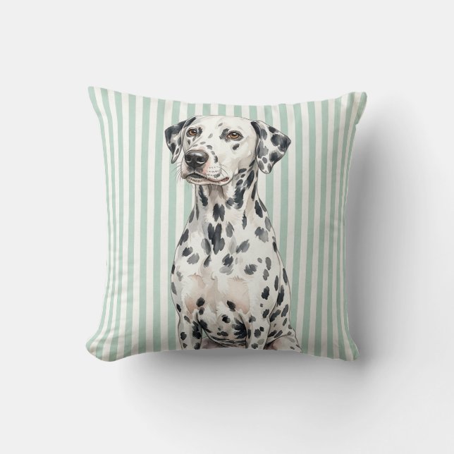 Almofada Travesseira Decorativa com Cachorro Dálmata em Aqu (Frente)