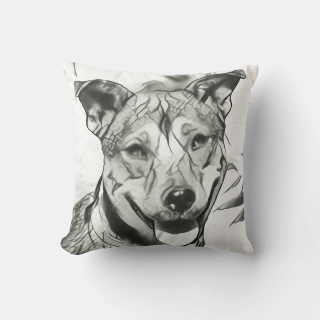 Almofada Travesseira Decorativa com Cachorro Sorridente de  (Frente)