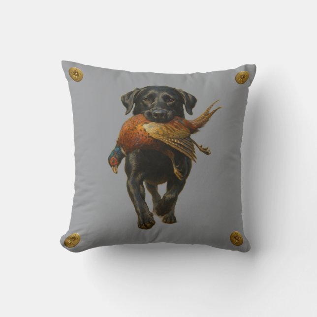 Almofada Travesseira decorativa com Labrador Retriever pret (Frente)