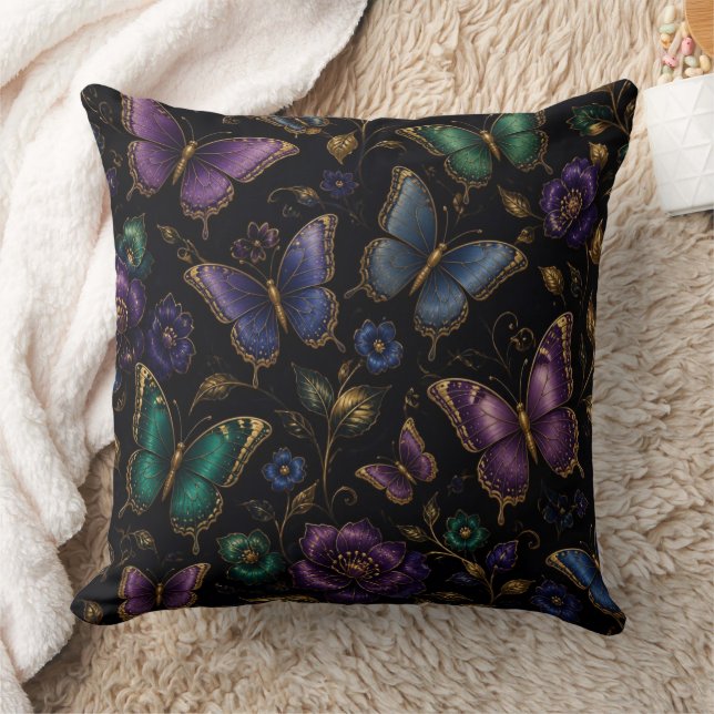 Almofada Travesseira Decorativa com Padrão de Borboleta Ele (Cobertor)