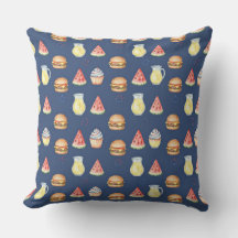 Travesseira Decorativa com Padrão de Comida Doce e