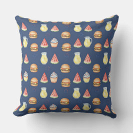 Almofada Travesseira Decorativa com Padrão de Comida Doce e