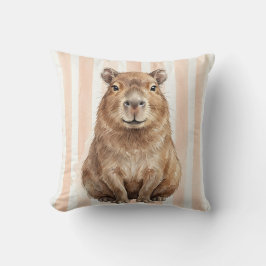 Almofada Travesseira Decorativa com Retrato de Capivara em 
