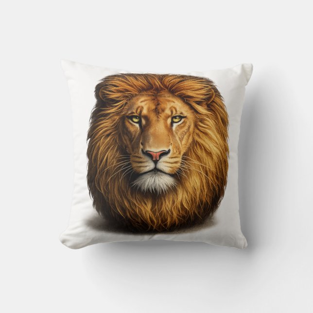 Almofada Travesseira Decorativa com Rosto de Leão | Almofad (Frente)