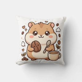 Almofada Travesseira Decorativa de Café com Hamster Fofo