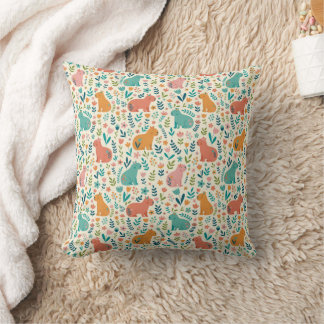 Almofada Travesseira Decorativa de Capivara Floral Desenhad