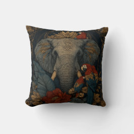 Almofada Travesseira Decorativa de Elefante & Papagaio Botâ