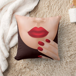 Almofada Travesseira Decorativa Ilustração Lábios Vermelhos