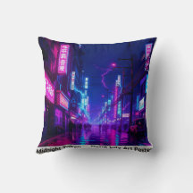 Travesseira Decorativa Midnight Tokyo — Neon Cyber
