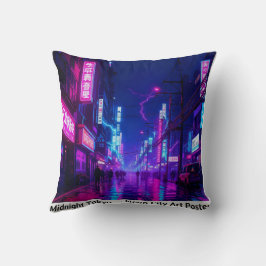 Almofada Travesseira Decorativa Midnight Tokyo — Neon Cyber