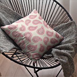 Almofada Travesseira Decorativa Pink Paisley/ Listrada