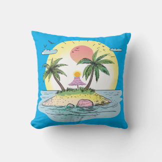 Almofada Travesseira Decorativa Pôr do Sol Ilha Tropical