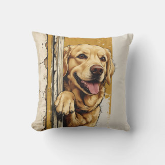 Almofada Travesseira Decorativa Retriever Dourado Espiando