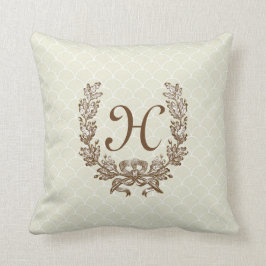 Almofada Travesseira Decorativa Vintage com Grinalda Monogr