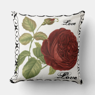 Almofada Travesseira Decorativa Vintage Rosa Vermelha