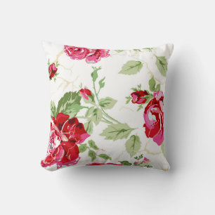 Almofada Travesseira estampada com rosa vermelha e fundo br