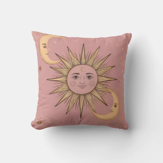 Almofada Travesseira Mandala Boêmio Sol e Lua (Frente)