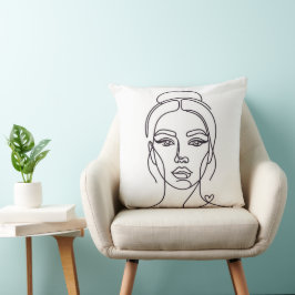 Almofada Travesseira Minimalista com Arte de Linha Facial F
