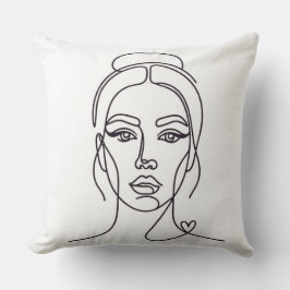 Almofada Travesseira Minimalista com Arte de Linha Facial F