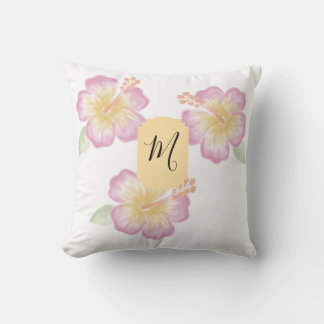 Almofada Travesseira Personalizada com Hibisco em Aquarela