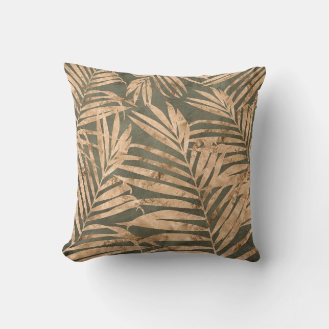 Almofada Travesseira Reversível Olive Green/Gold Leaf/Zebra (Frente)