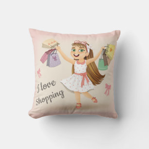 Almofada Travesseiro 16X16 da Cleo "I Love Comprando"