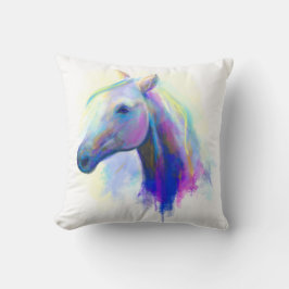 Almofada Travesseiro Abstrato de cabeça de cavalo multicolo