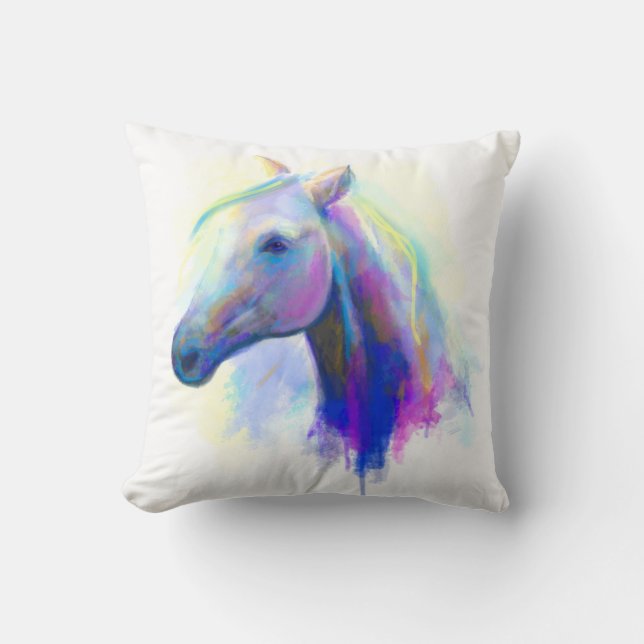 Almofada Travesseiro Abstrato de cabeça de cavalo multicolo (Frente)