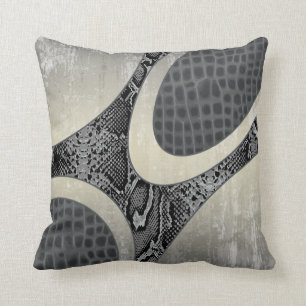 Almofada Travesseiro Abstrato Snakeskin Croc Cinza