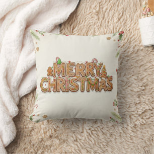 Almofada Travesseiro Alegre Natal Biscoito de Gengibre – Fe
