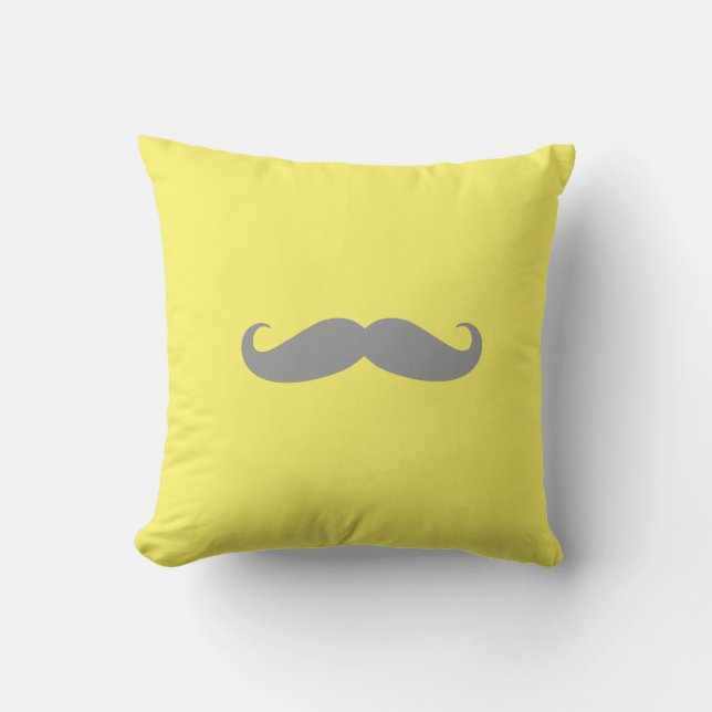 Almofada Travesseiro - amarelo com bigode cinzento (Frente)