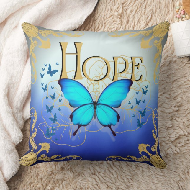 Almofada Travesseiro Arsty Blue Butterfly 20"x20" - Esperan (Cobertor)