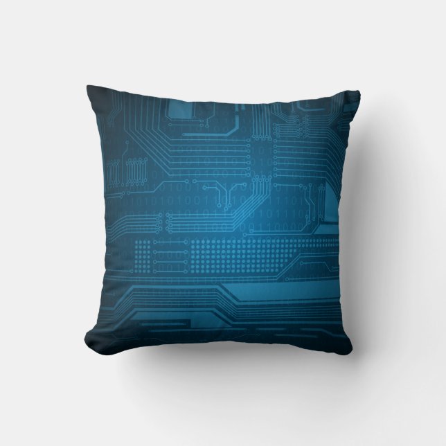 Almofada Travesseiro azul da tecnologia do código binário (Frente)