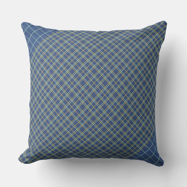 Almofada Travesseiro azul de Tartan revisitado (Frente)