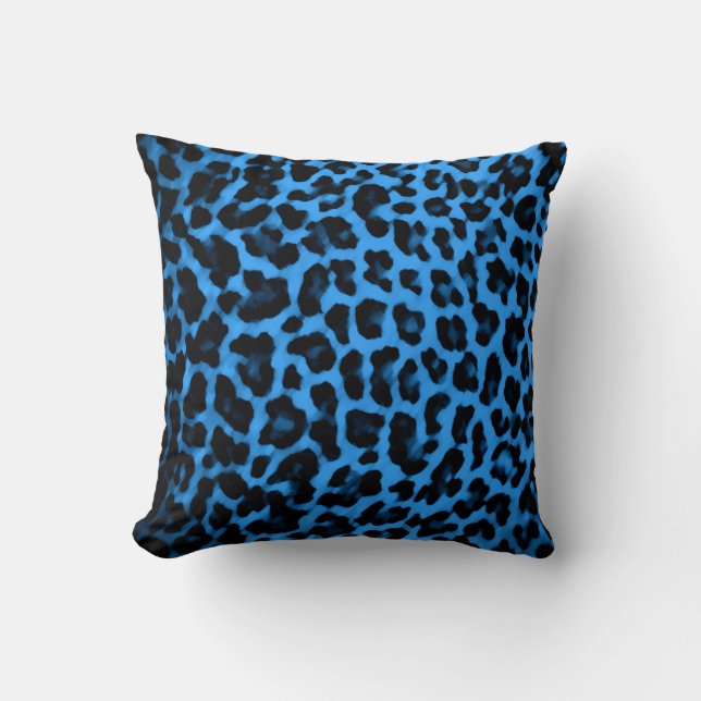 Almofada Travesseiro azul do impressão do leopardo (Frente)