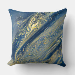 Almofada Travesseiro Azul e Dourado
