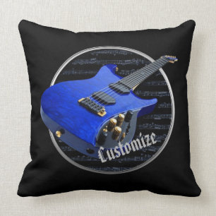 Almofada Travesseiro azul personalizado da guitarra