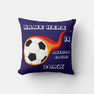Almofada Travesseiro azul personalizado do futebol com nome