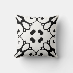 Almofada travesseiro azulejo espanhol preto e branco