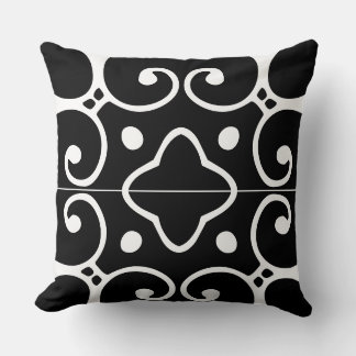 Almofada travesseiro azulejo espanhol preto e branco