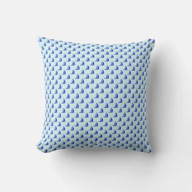 Almofada Travesseiro Blue Sail Boat Personalizado (Frente)