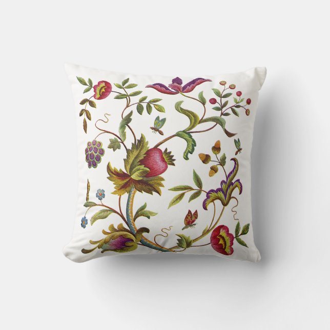 Almofada Travesseiro bordado Deerwod Faux Jacobean (Frente)